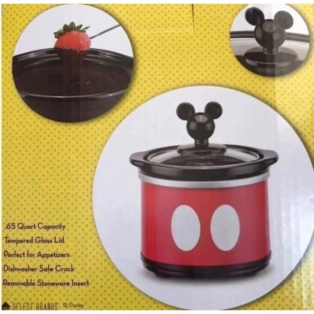 Disney Mickey Mouse 0.65 Qt Mini Crock Pot Slow Cooker NIB Red Kitchen
